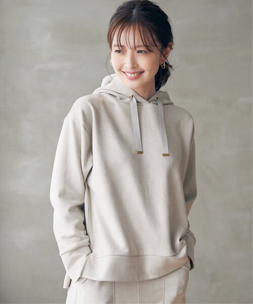 ikka（イッカ）の「GOKU楽フェイクスエードフードパーカー（パーカー・レディース・ブラック/スカイブルー/ベージュ/モカ・M/L/S）」の19枚目の写真