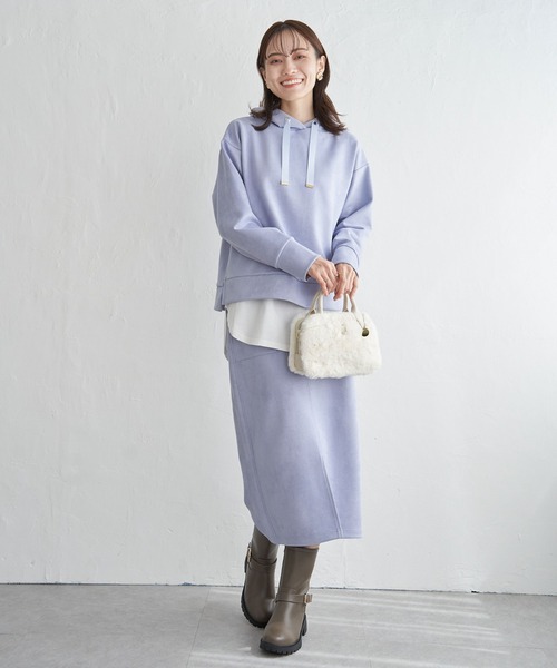 ikka（イッカ）の「GOKU楽フェイクスエードフードパーカー（パーカー・レディース・ブラック/スカイブルー/ベージュ/モカ・M/L/S）」の14枚目の写真