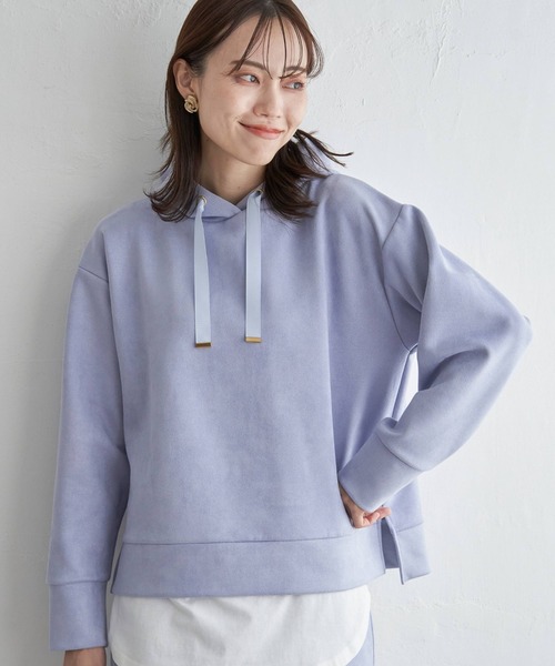 ikka（イッカ）の「GOKU楽フェイクスエードフードパーカー（パーカー・レディース・ブラック/スカイブルー/ベージュ/モカ・M/L/S）」の16枚目の写真