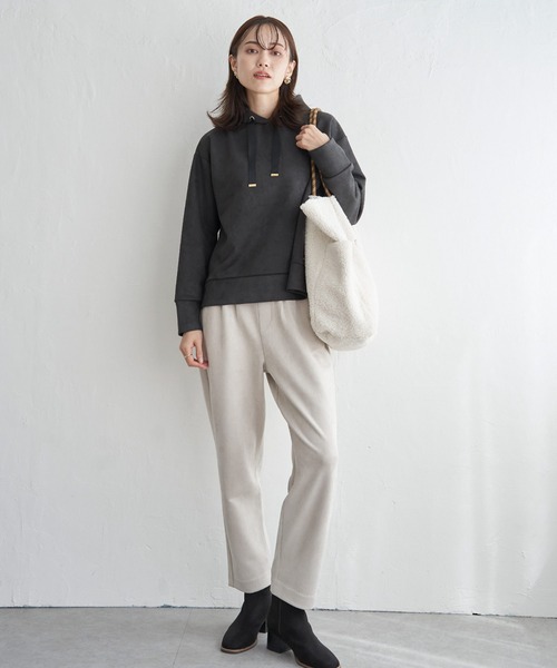 ikka（イッカ）の「GOKU楽フェイクスエードフードパーカー（パーカー・レディース・ブラック/スカイブルー/ベージュ/モカ・M/L/S）」の17枚目の写真