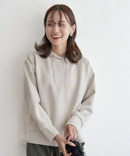 ikka（イッカ）の「GOKU楽フェイクスエードフードパーカー（パーカー・レディース・ブラック/スカイブルー/ベージュ/モカ・M/L/S）」の10枚目の写真