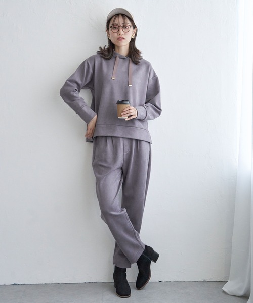 ikka（イッカ）の「GOKU楽フェイクスエードフードパーカー（パーカー・レディース・ブラック/スカイブルー/ベージュ/モカ・M/L/S）」の11枚目の写真