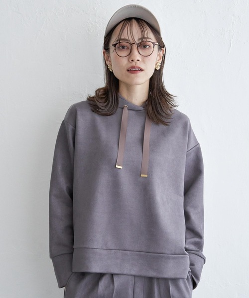 ikka（イッカ）の「GOKU楽フェイクスエードフードパーカー（パーカー・レディース・ブラック/スカイブルー/ベージュ/モカ・M/L/S）」の12枚目の写真