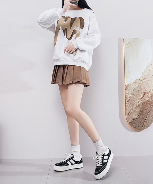 Lace Ladies(レースレディース)の「配色 パッチ 厚底 コート スニーカー(スニーカー・レディース・ブラック/アイボリー・23.5cm/24cm/24.5cm/25cm/22.5cm/23cm)」の14枚目の写真