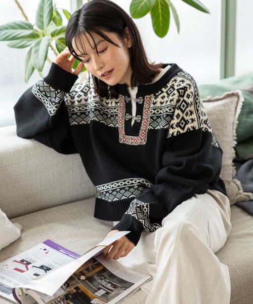 niko and...（ニコアンド）の「チロリアンスキッパーニット（ニット/セーター・レディース・ブラック/グレー/アイボリー・FREE）」の10枚目の写真