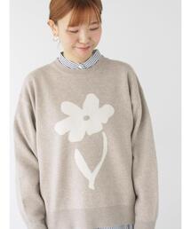 フラワーモチーフジャカードワイドニット
