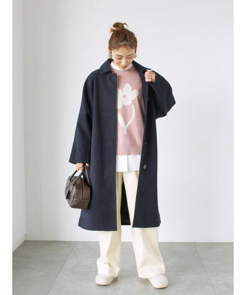 Lugnoncure（ルノンキュール）の「フラワーモチーフジャカードワイドニット（ニット/セーター・レディース・グレー/モカ/ネイビー/ピンク・F）」の12枚目の写真