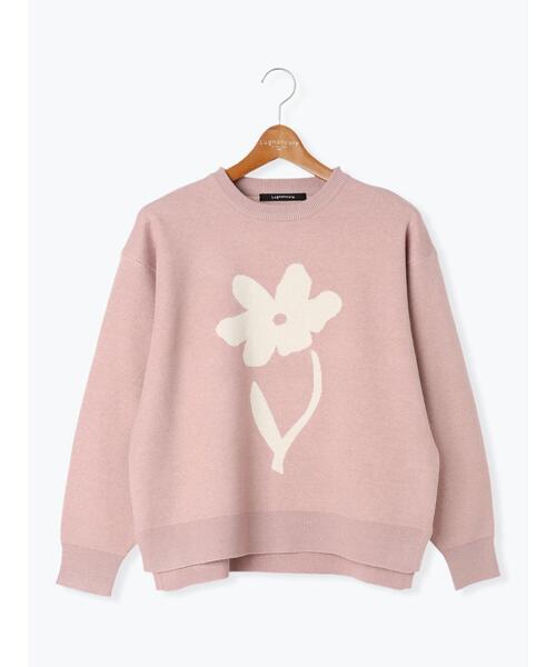 Lugnoncure（ルノンキュール）の「フラワーモチーフジャカードワイドニット（ニット/セーター・レディース・グレー/モカ/ネイビー/ピンク・F）」の18枚目の写真