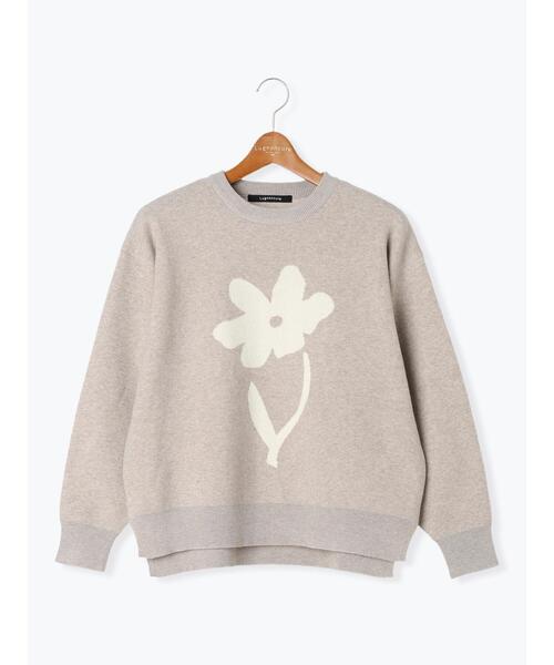 Lugnoncure（ルノンキュール）の「フラワーモチーフジャカードワイドニット（ニット/セーター・レディース・グレー/モカ/ネイビー/ピンク・F）」の19枚目の写真