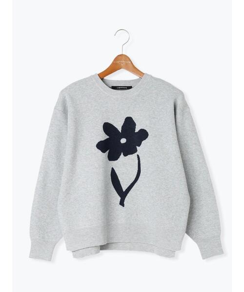 Lugnoncure（ルノンキュール）の「フラワーモチーフジャカードワイドニット（ニット/セーター・レディース・グレー/モカ/ネイビー/ピンク・F）」の21枚目の写真