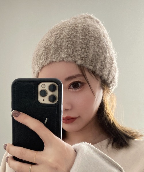 LAULEN（ローレン）の「rib knit beanie /リブニット起毛ニット帽（ニットキャップ/ビーニー・レディース・グレー/アイボリー/ブラック/ベージュ・FREE）」の4枚目の写真