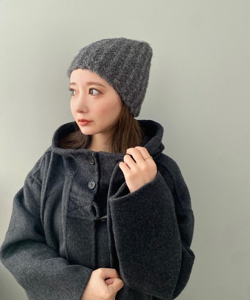 LAULEN（ローレン）の「rib knit beanie /リブニット起毛ニット帽（ニットキャップ/ビーニー・レディース・グレー/アイボリー/ブラック/ベージュ・FREE）」の3枚目の写真