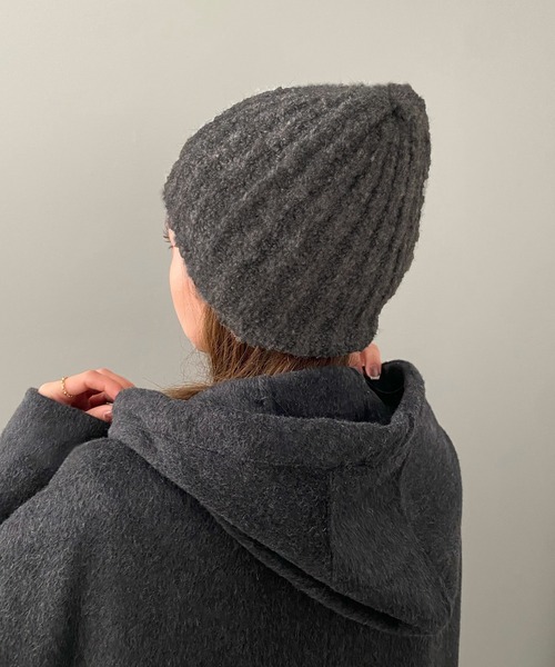 LAULEN（ローレン）の「rib knit beanie /リブニット起毛ニット帽（ニットキャップ/ビーニー・レディース・グレー/アイボリー/ブラック/ベージュ・FREE）」の8枚目の写真