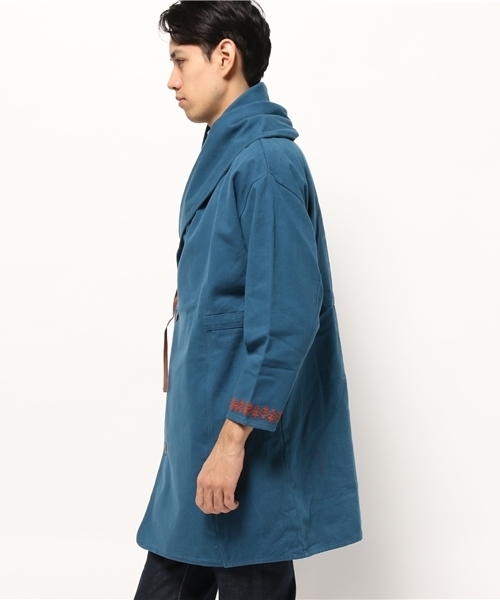 チャイハネ（チャイハネ）の「【チャイハネ】ボアライナー付き刺繍入りMEN'Sコート（ステンカラーコート・メンズ・グレー/ターコイズブルー/イエロー・FREE）」の10枚目の写真