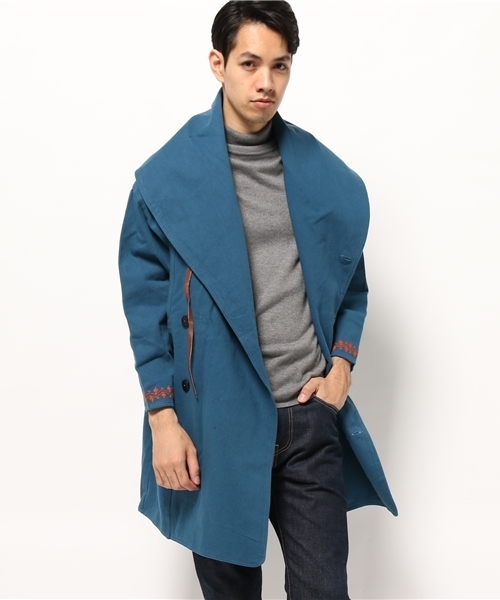 チャイハネ（チャイハネ）の「【チャイハネ】ボアライナー付き刺繍入りMEN'Sコート（ステンカラーコート・メンズ・グレー/ターコイズブルー/イエロー・FREE）」の12枚目の写真