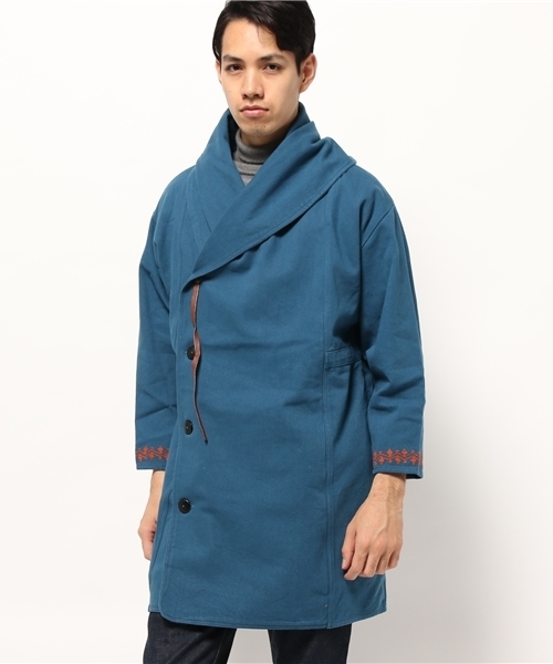 チャイハネ（チャイハネ）の「【チャイハネ】ボアライナー付き刺繍入りMEN'Sコート（ステンカラーコート・メンズ・グレー/ターコイズブルー/イエロー・FREE）」の21枚目の写真