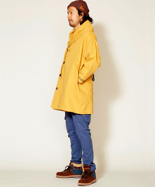 チャイハネ（チャイハネ）の「【チャイハネ】ボアライナー付き刺繍入りMEN'Sコート（ステンカラーコート・メンズ・グレー/ターコイズブルー/イエロー・FREE）」の20枚目の写真