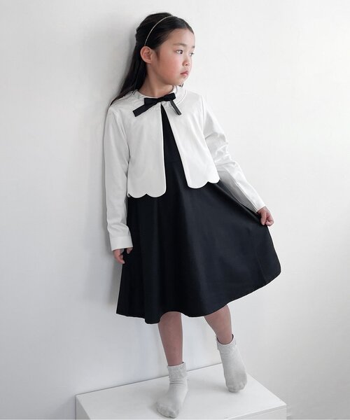 apres les cours（アプレレクール）の「フォーマルボレロ（カーディガン/ボレロ・キッズ・オフホワイト/ネイビー・120/130/100/110）」の3枚目の写真