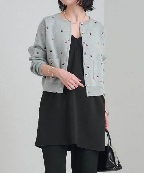 Omekashi（オメカシ）の「刺繍スウェットライクポケットカーディガン（カーディガン/ボレロ・レディース・ブラック/オフホワイト/グレー・FREE）」の12枚目の写真