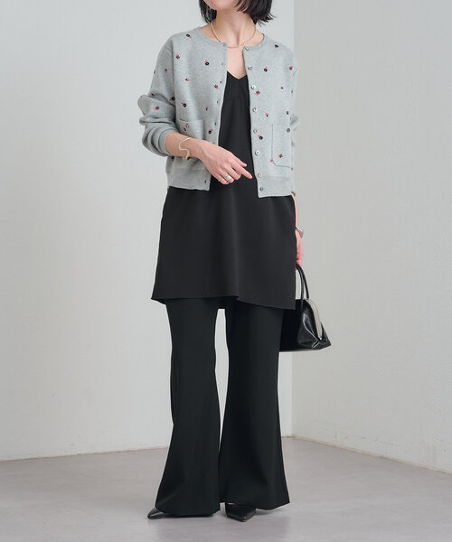Omekashi（オメカシ）の「刺繍スウェットライクポケットカーディガン（カーディガン/ボレロ・レディース・ブラック/オフホワイト/グレー・FREE）」の19枚目の写真