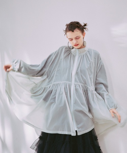 manana suerte(マニャーナスエルテ)の「タフタギャザーZIPブルゾン(ブルゾン・レディース・ミント/ブラック・FREE)」の2枚目の写真