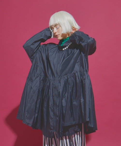 タフタギャザーZIPブルゾン（ブルゾン）｜manana suerte（マニャーナ