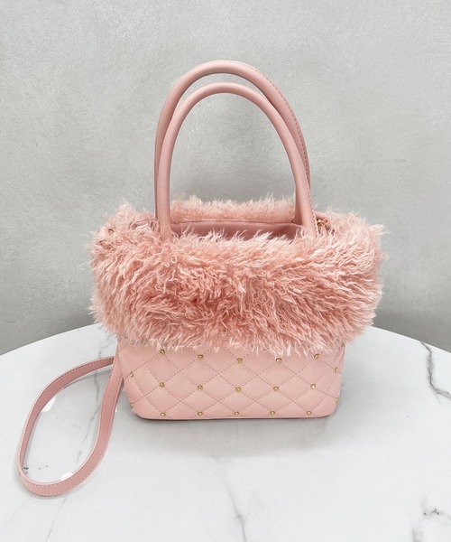 【24時間以内発送】andwang ノベルティ ファーバッグ セール】2wayビジューファーバッグ【ZOZOTOWN限定アイテム