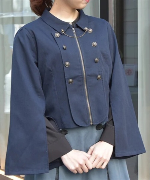 axes femme（アクシーズファム）の「Ｗ釦スリット袖ジップジャケット（テーラードジャケット・レディース・ブラック/ベージュ/ネイビー・FREE）」の3枚目の写真