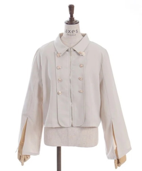 axes femme（アクシーズファム）の「Ｗ釦スリット袖ジップジャケット（テーラードジャケット・レディース・ブラック/ベージュ/ネイビー・FREE）」の8枚目の写真