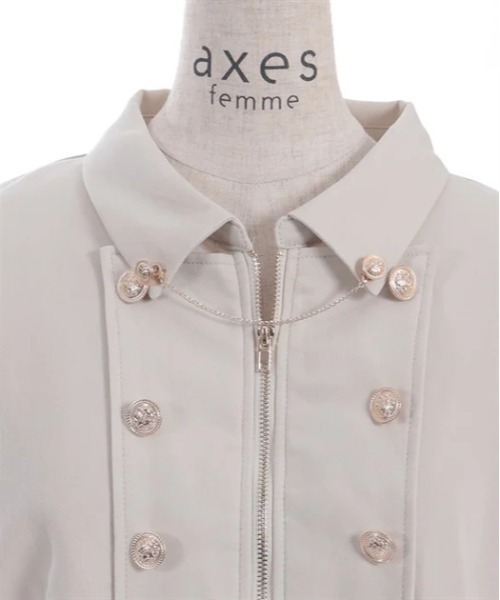 axes femme（アクシーズファム）の「Ｗ釦スリット袖ジップジャケット（テーラードジャケット・レディース・ブラック/ベージュ/ネイビー・FREE）」の9枚目の写真