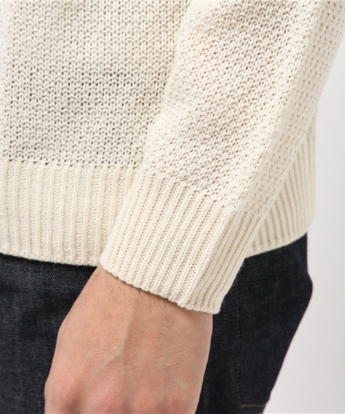 SEVENDAYS=SUNDAY(セブンデイズサンデイ)の「編地切替 プルオーバー(ニット/セーター・メンズ・カーキ/オフホワイト/ベージュ/ネイビー・MEDIUM/LARGE/SMALL)」の8枚目の写真