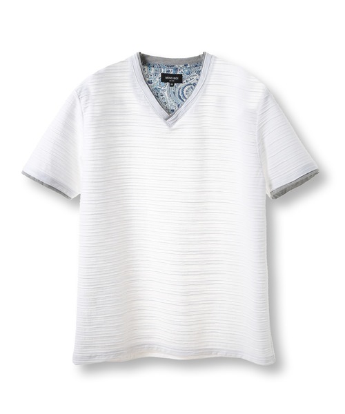 MEN'S BIGI（メンズビギ）の「スラブタック天竺素材Tシャツ＜吸水速乾＞（Tシャツ/カットソー・メンズ・ネイビー/ブルー/グリーン/ホワイト・03/02/01/04）」の2枚目の写真