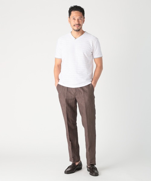 MEN'S BIGI（メンズビギ）の「スラブタック天竺素材Tシャツ＜吸水速乾＞（Tシャツ/カットソー・メンズ・ネイビー/ブルー/グリーン/ホワイト・03/02/01/04）」の10枚目の写真