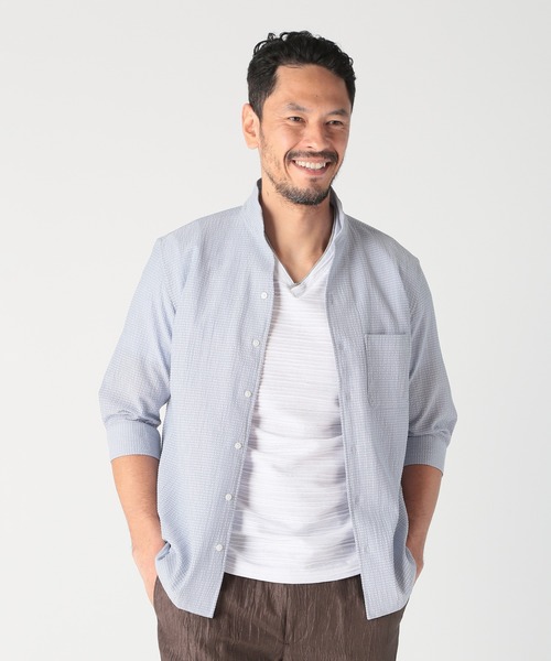 MEN'S BIGI（メンズビギ）の「スラブタック天竺素材Tシャツ＜吸水速乾＞（Tシャツ/カットソー・メンズ・ネイビー/ブルー/グリーン/ホワイト・03/02/01/04）」の7枚目の写真