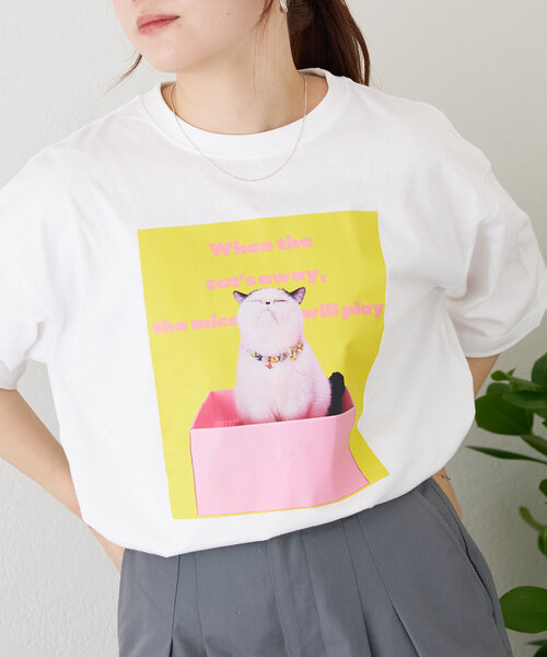 BIRTHDAY BAR(バースデイバー)の「Pechanko Cats Tシャツ(Tシャツ/カットソー・レディース・イエロー/グリーン/ブルー・0)」の3枚目の写真