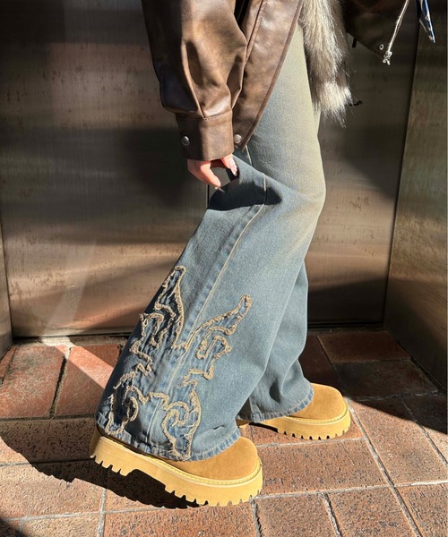 sedacle（セダクル）の「ウエスタンフリンジセミフレアデニム（デニムパンツ・メンズ・ブラック/ブルー・LARGE/MEDIUM/SMALL）」の2枚目の写真