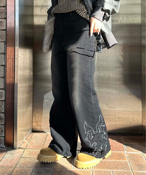 sedacle（セダクル）の「ウエスタンフリンジセミフレアデニム（デニムパンツ・メンズ・ブラック/ブルー・LARGE/MEDIUM/SMALL）」の3枚目の写真