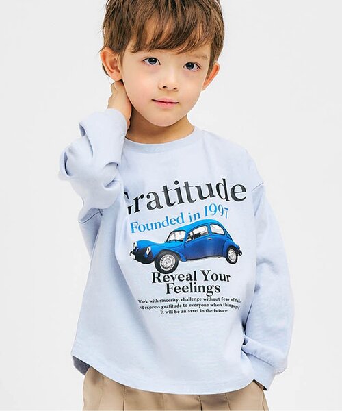 apres les cours（アプレレクール）の「アソート転写モチーフTシャツ（Tシャツ/カットソー・キッズ・アイボリー/グレー/サックスブルー/ベージュ・90/100/80/110/120/130）」の4枚目の写真