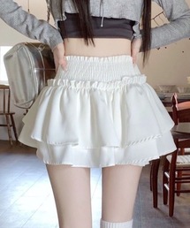 フレア ティアードミニスカート インナー付き