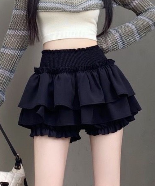 SHEPP(シープ)の「フレア ティアードミニスカート インナー付き(スカート・レディース・ホワイト/ブラック・M/S/L)」の10枚目の写真