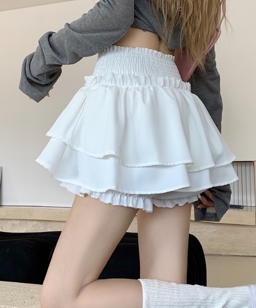 SHEPP(シープ)の「フレア ティアードミニスカート インナー付き(スカート・レディース・ホワイト/ブラック・M/S/L)」の8枚目の写真