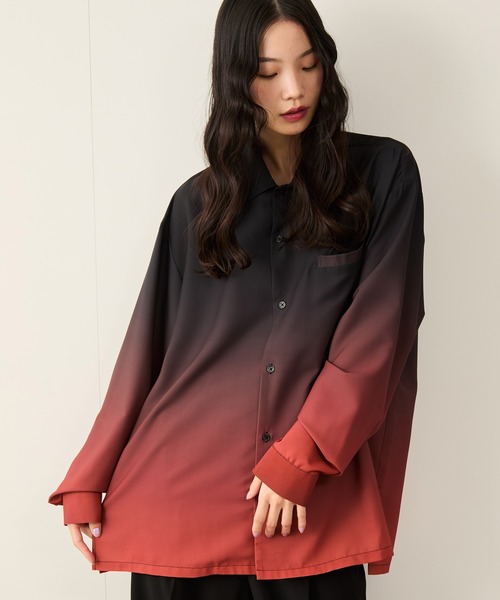 JUNRED(ジュンレッド)の「バーティカルオンブレーオープンカラーシャツ(シャツ/ブラウス・メンズ・ブルー系その他4/オレンジ/パープル・S/L/M)」の3枚目の写真