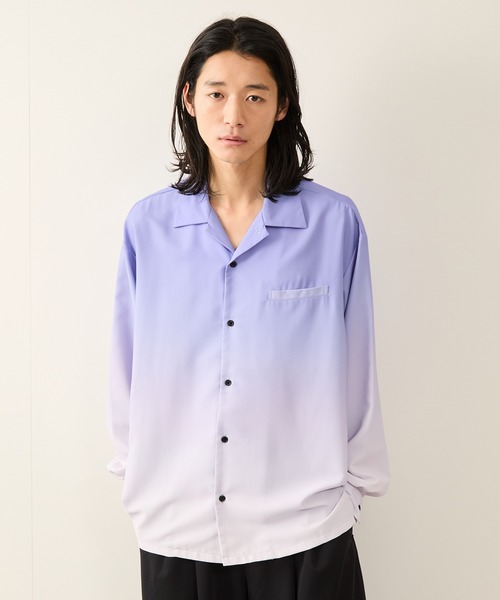 JUNRED(ジュンレッド)の「バーティカルオンブレーオープンカラーシャツ(シャツ/ブラウス・メンズ・ブルー系その他4/オレンジ/パープル・S/L/M)」の16枚目の写真
