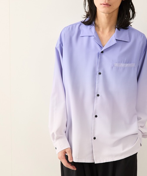 JUNRED(ジュンレッド)の「バーティカルオンブレーオープンカラーシャツ(シャツ/ブラウス・メンズ・ブルー系その他4/オレンジ/パープル・S/L/M)」の17枚目の写真
