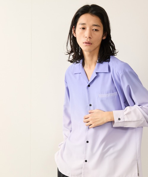 JUNRED(ジュンレッド)の「バーティカルオンブレーオープンカラーシャツ(シャツ/ブラウス・メンズ・ブルー系その他4/オレンジ/パープル・S/L/M)」の18枚目の写真