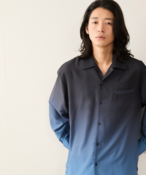 JUNRED(ジュンレッド)の「バーティカルオンブレーオープンカラーシャツ(シャツ/ブラウス・メンズ・ブルー系その他4/オレンジ/パープル・S/L/M)」の4枚目の写真