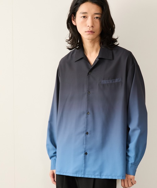 JUNRED(ジュンレッド)の「バーティカルオンブレーオープンカラーシャツ(シャツ/ブラウス・メンズ・ブルー系その他4/オレンジ/パープル・S/L/M)」の6枚目の写真