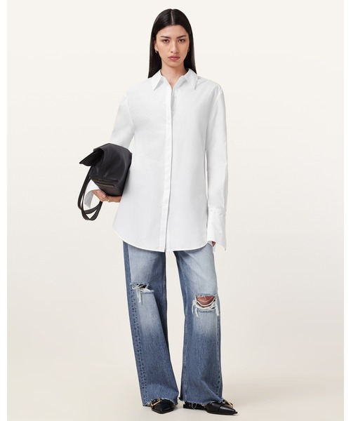 ALLSAINTS（オールセインツ）の「ALBER LONG SLEEVE SHIRT DRESS | ALBER 長袖 シャツ ドレス・ワンピース（シャツワンピース・レディース・ホワイト・4/6/8）」の5枚目の写真