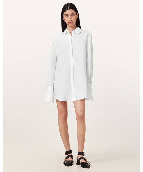 ALLSAINTS（オールセインツ）の「ALBER LONG SLEEVE SHIRT DRESS | ALBER 長袖 シャツ ドレス・ワンピース（シャツワンピース・レディース・ホワイト・4/6/8）」の8枚目の写真