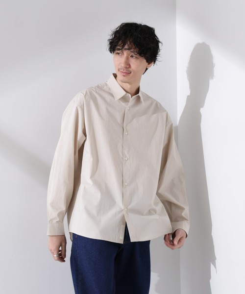 美品 ユニ yuni コットンバンドカラーシャツ 長袖 ワイド 白 日本製 美品 yuni バンドカラー ビッグシャツ ワイド 白 麻混 日本製